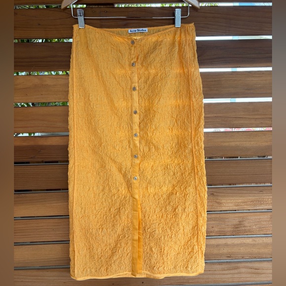 SOLD • Acne Studios Crinkled Cotton Blend Midi Skirt - Picture 2 of 7